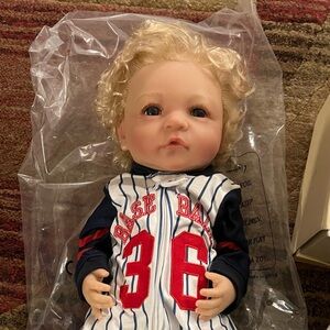 Reborn Baseball Doll with Red and White Outfit